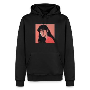80er Jahre Anime Mädchen beruhigender hochwertiger Modedruck - Männer Premium Bio Hoodie - Schwarz - Vorne - Nico (187cm)