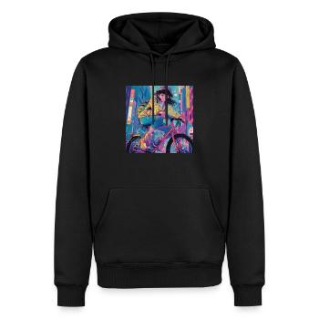 80s anime girl calming high quality fashion print - Men’s Premium Organic Hoodie - black - Front - Nico (187cm)