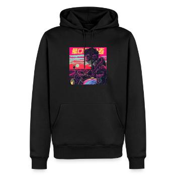 Années 80 Anime Guy Calmant Impression de mode de haute qualité - Sweat à capuche Premium bio Homme - noir - Devant - Nico (187cm)