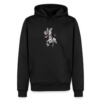 Zèbre joyeux avec un sourire - Sweat à capuche Premium bio Homme - noir - Devant - Nico (187cm)