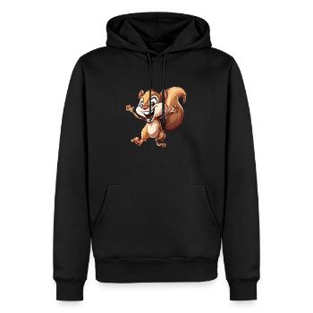 Fröhliches Eichhörnchen In Aktion - Männer Premium Bio Hoodie - Schwarz - Vorne - Nico (187cm)