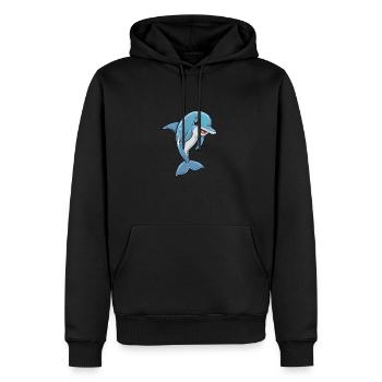 Joyeux ami sous-marin dauphin - Sweat à capuche Premium bio Homme - noir - Devant - Nico (187cm)