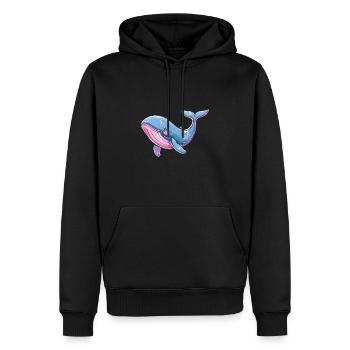 Motif de baleine coloré dans le style aquarelle - Sweat à capuche Premium bio Homme - noir - Devant - Nico (187cm)