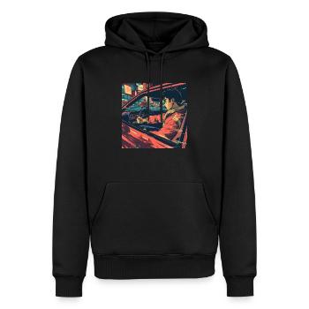 Années 80 Anime Guy Calmant Impression de mode de haute qualité - Sweat à capuche Premium bio Homme - noir - Devant - Nico (187cm)