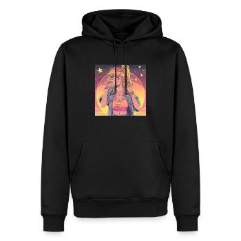 80er Jahre Anime Mädchen beruhigender hochwertiger Modedruck - Männer Premium Bio Hoodie - Schwarz - Vorne - Nico (187cm)