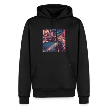 80er Jahre Anime Mädchen beruhigender hochwertiger Modedruck - Männer Premium Bio Hoodie - Schwarz - Vorne - Nico (187cm)