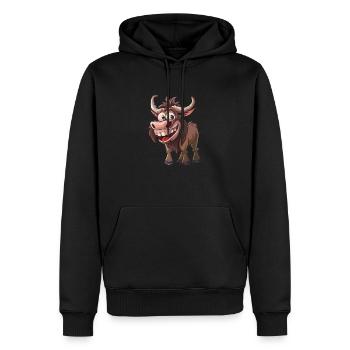 Yak joyeux avec un grand sourire - Sweat à capuche Premium bio Homme - noir - Devant - Nico (187cm)