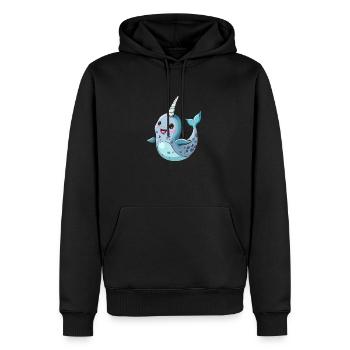 Narval avec corne de licorne à l’aspect aquarelle - Sweat à capuche Premium bio Homme - noir - Devant - Nico (187cm)