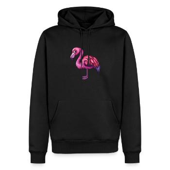 Flamant rose élégant avec du caractère - Sweat à capuche Premium bio Homme - noir - Devant - Nico (187cm)