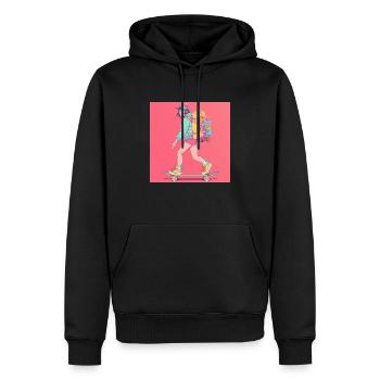 80er Jahre Anime Mädchen beruhigender hochwertiger Modedruck - Männer Premium Bio Hoodie - Schwarz - Vorne - Nico (187cm)