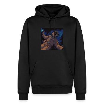 80er Jahre Anime Typ hört Musik im Weltraum - Männer Premium Bio Hoodie - Schwarz - Vorne - Nico (187cm)
