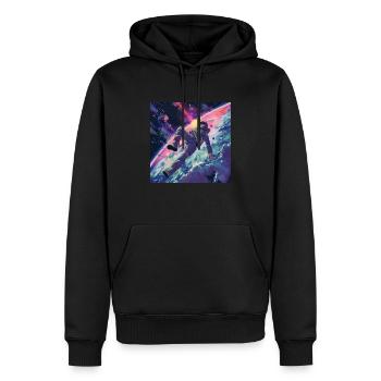 Années 80 Anime Guy Calmant Impression de mode de haute qualité - Sweat à capuche Premium bio Homme - noir - Devant - Nico (187cm)
