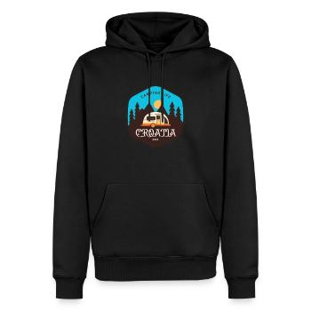Vintage Retro Outdoor Abenteuer Abzeichen Logo 3 - Männer Premium Bio Hoodie - Schwarz - Vorne - Nico (187cm)