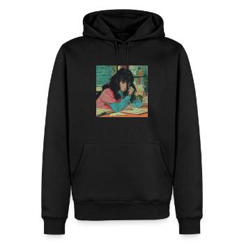 80s anime girl calming high quality fashion print - Men’s Premium Organic Hoodie - black - Front - Nico (187cm)