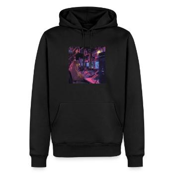 80s anime girl calming high quality fashion print - Men’s Premium Organic Hoodie - black - Front - Nico (187cm)