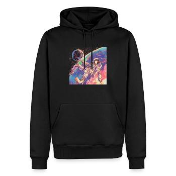 80er Jahre Anime Mädchen beruhigender hochwertiger Modedruck - Männer Premium Bio Hoodie - Schwarz - Vorne - Nico (187cm)