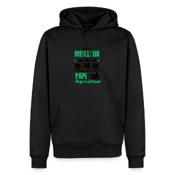 PAPI AGICULTEUR - Sweat à capuche Premium bio Homme - noir - Devant - Nico (187cm)