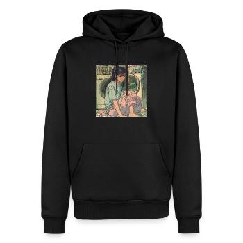 Impression de mode de haute qualité de fille anime des années 80 - Sweat à capuche Premium bio Homme - noir - Devant - Nico (187cm)