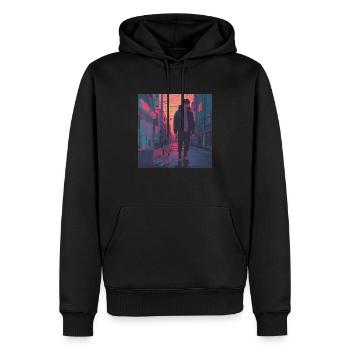 80er Jahre Anime Typ beruhigender hochwertiger Modedruck - Männer Premium Bio Hoodie - Schwarz - Vorne - Nico (187cm)