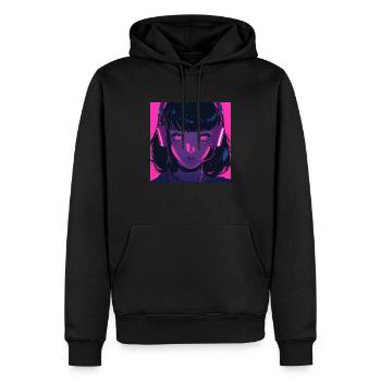 80er Jahre Anime Mädchen beruhigender hochwertiger Modedruck - Männer Premium Bio Hoodie - Schwarz - Vorne - Nico (187cm)