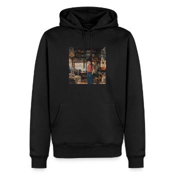 80er Jahre Anime Typ beruhigender hochwertiger Modedruck - Männer Premium Bio Hoodie - Schwarz - Vorne - Nico (187cm)