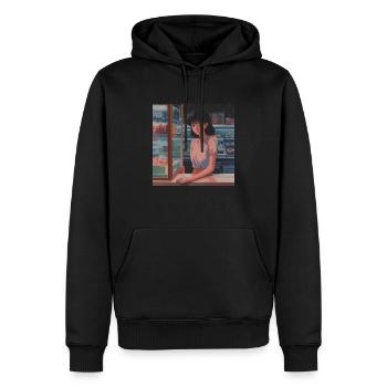 80s anime teen calming high quality fashion print - Men’s Premium Organic Hoodie - black - Front - Nico (187cm)
