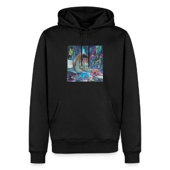 80er Jahre Anime Teen Beruhigender Hochwertiger Modedruck - Männer Premium Bio Hoodie - Schwarz - Vorne - Nico (187cm)