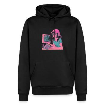 80er Jahre Anime Teen Beruhigender Hochwertiger Modedruck - Männer Premium Bio Hoodie - Schwarz - Vorne - Nico (187cm)