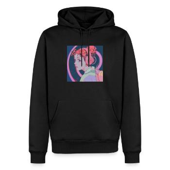 80er Jahre Anime Teen Beruhigender Hochwertiger Modedruck - Männer Premium Bio Hoodie - Schwarz - Vorne - Nico (187cm)