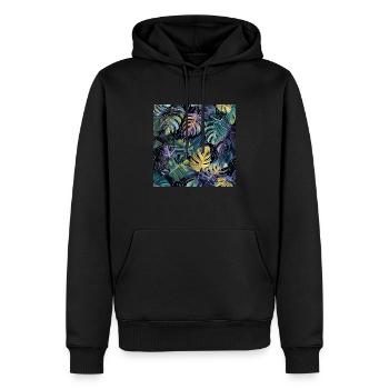 Pflanzen und Musik - hochwertiger Modedruck - Männer Premium Bio Hoodie - Schwarz - Vorne - Nico (187cm)