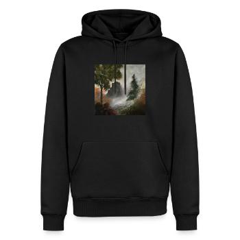 Mystik Valley - Männer Premium Bio Hoodie - Schwarz - Vorne - Nico (187cm)