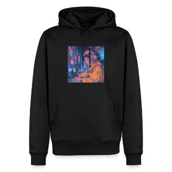 80er Jahre Anime Teen Beruhigender Hochwertiger Modedruck - Männer Premium Bio Hoodie - Schwarz - Vorne - Nico (187cm)