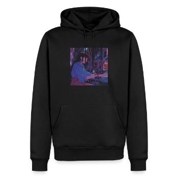 80er Jahre Anime Teen Beruhigender Hochwertiger Modedruck - Männer Premium Bio Hoodie - Schwarz - Vorne - Nico (187cm)