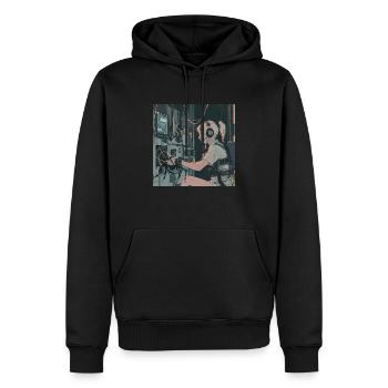 80er Jahre Anime Teen Beruhigender Hochwertiger Modedruck - Männer Premium Bio Hoodie - Schwarz - Vorne - Nico (187cm)