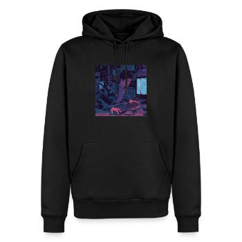 80er Jahre Anime Teen Beruhigender Hochwertiger Modedruck - Männer Premium Bio Hoodie - Schwarz - Vorne - Nico (187cm)