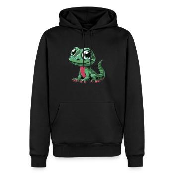 Lézard - Sweat à capuche Premium bio Homme - noir - Devant - Nico (187cm)