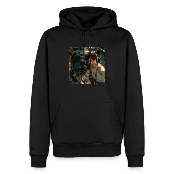 80er Jahre Anime Teen Beruhigender Hochwertiger Modedruck - Männer Premium Bio Hoodie - Schwarz - Vorne - Nico (187cm)