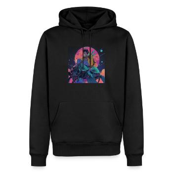 80er Jahre Anime Teen Beruhigender Hochwertiger Modedruck - Männer Premium Bio Hoodie - Schwarz - Vorne - Nico (187cm)