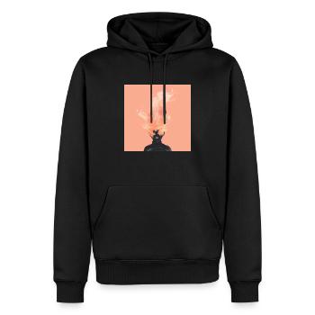 Burn-Out, Dépression, Santé mentale, Art - Sweat à capuche Premium bio Homme - noir - Devant - Nico (187cm)