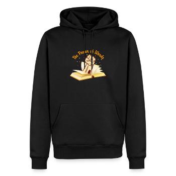 Die Macht der Worte - The Power of Words - Männer Premium Bio Hoodie - Schwarz - Vorne - Nico (187cm)
