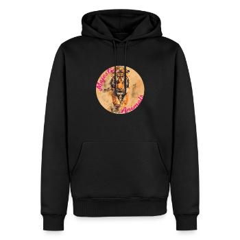Animaux majestueux : Tigre traqueur - Sweat à capuche Premium bio Homme - noir - Devant - Nico (187cm)