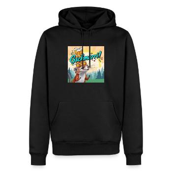 Gschmarri ! Wiesel mit Bier - Männer Premium Bio Hoodie - Schwarz - Vorne - Nico (187cm)