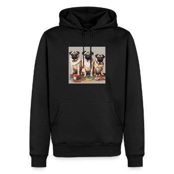Vadrouilles Kunst Pug Art - Sweat à capuche Premium bio Homme - noir - Devant - Nico (187cm)