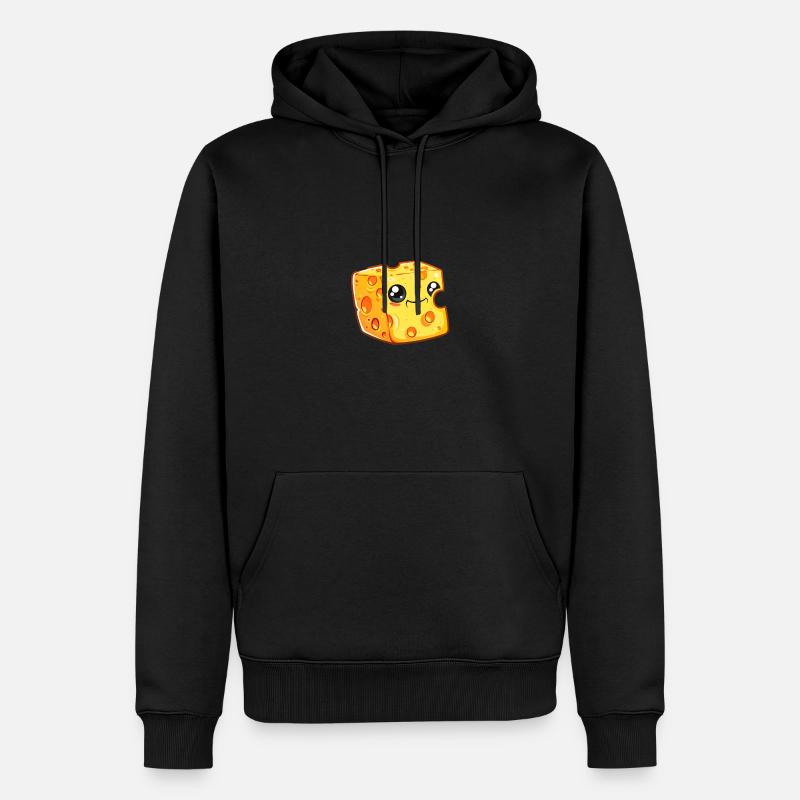 Bloc de fromage dessiné souriant - Sweat à capuche Premium bio Homme - noir