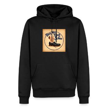 „Blas Mer Doch id Schue“ - Männer Premium Bio Hoodie - Schwarz - Vorne - Nico (187cm)