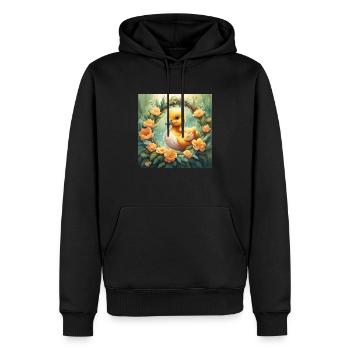 Mignon Kawaii Bébé Canard Floral - Sweat à capuche Premium bio Homme - noir - Devant - Nico (187cm)