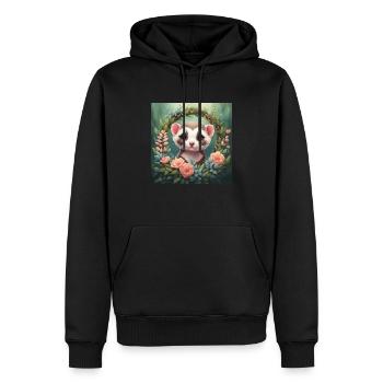 Niedliche Kawaii Baby Frettchen Blumen - Männer Premium Bio Hoodie - Schwarz - Vorne - Nico (187cm)