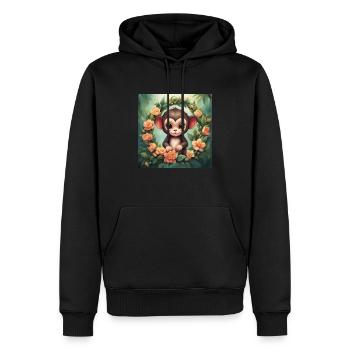 Süßes Kawaii Baby Affe Blumen - Männer Premium Bio Hoodie - Schwarz - Vorne - Nico (187cm)