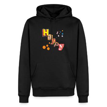 Happy Vibes - Männer Premium Bio Hoodie - Schwarz - Vorne - Nico (187cm)