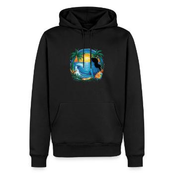 Tropical sunset with silhouette of woman - Men’s Premium Organic Hoodie - black - Front - Nico (187cm)
